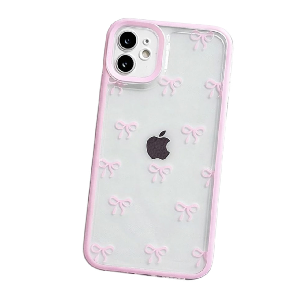 NEW - NITITOP iPhone 12 Case Clear Durable Ribbon Pink Bow Knot Patter